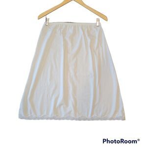 Vintage Mel Lin Cotton Blend White Half Slip with Lace Trim Medium